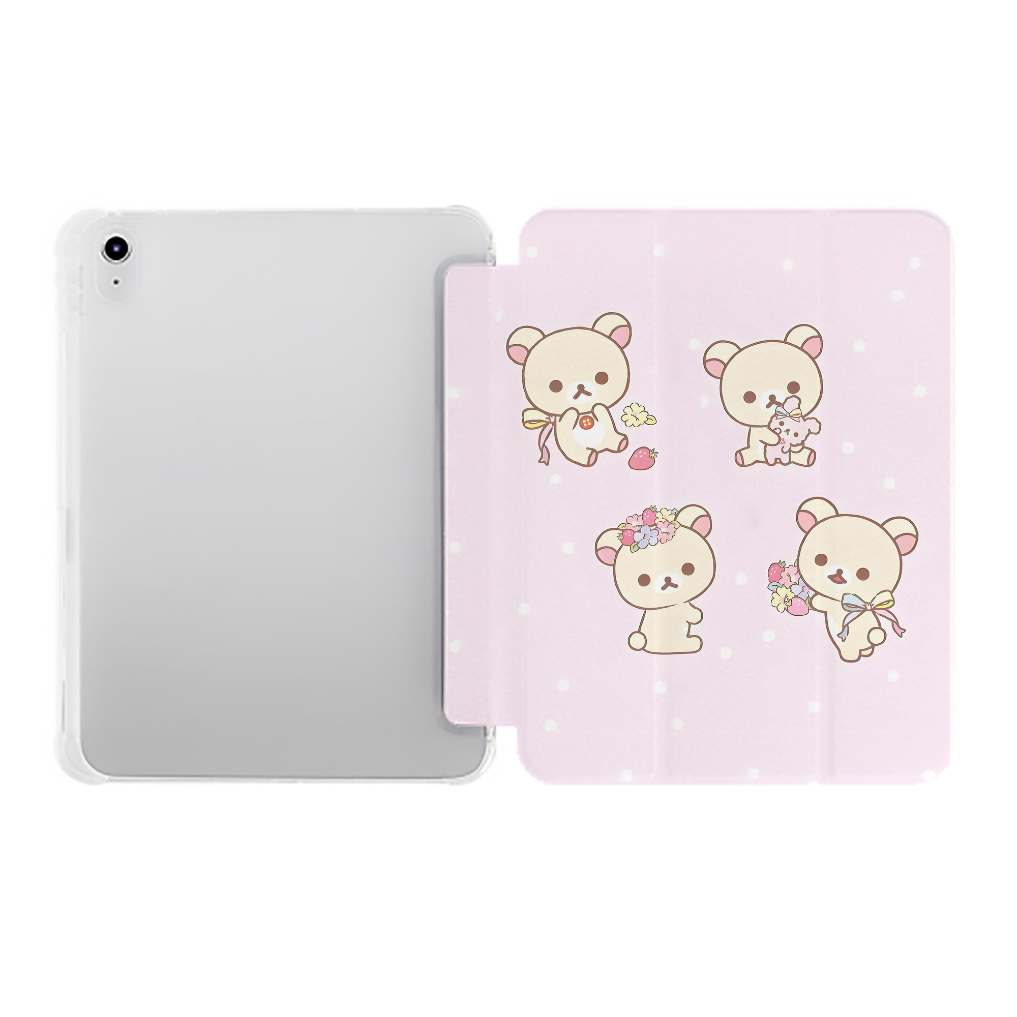 （画像用） リラックマ リラックマ キイロイトリ Rilakkuma Korilakkuma Kiiroitori IPad ケース ペン収納付き 三つ折りスタンド PUレザー×シリコン 対応機種9.5/10.5/10.9インチ